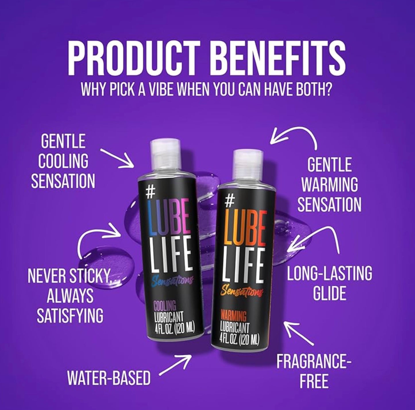 Sensations Pleasure Kit Water Based Cooling & Warming Personal Lubricant, for a Tingling and Invigorating Intimate Experience, Lube for Men, Women & Couples, 4Fl Oz (Pack of 2)