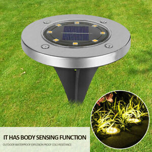 8 LED Solar Powered Path Lights Wireless Ground Lamp Waterproof Decor