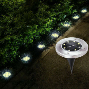 8 LED Solar Powered Path Lights Wireless Ground Lamp Waterproof Decor
