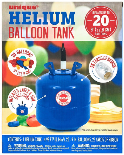 Helium Tank with 20 9" Latex Balloons & Ribbon