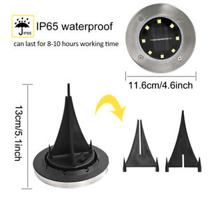 8 LED Solar Powered Path Lights Wireless Ground Lamp Waterproof Decor