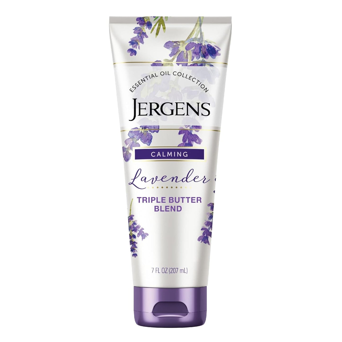 Jergens Lavender Body Butter Hand and Body Lotion, Moisturizer for Women, with Essential Oils for Indulgent Moisturization, 7 Oz