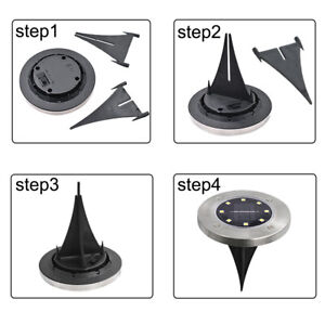 8 LED Solar Powered Path Lights Wireless Ground Lamp Waterproof Decor