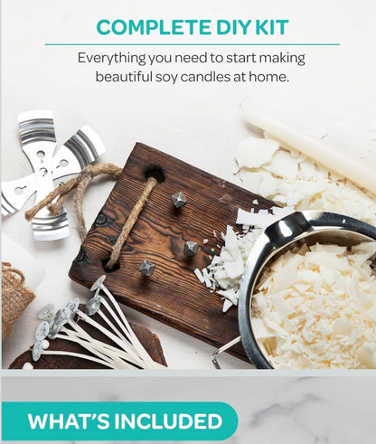 Soy Wax Candle Kit - 10 lb Wax Flakes with 100 Cotton Wicks and 2 Wick Holders - DIY Supplies for Crafting Candles, Tarts, and Scented Creations.