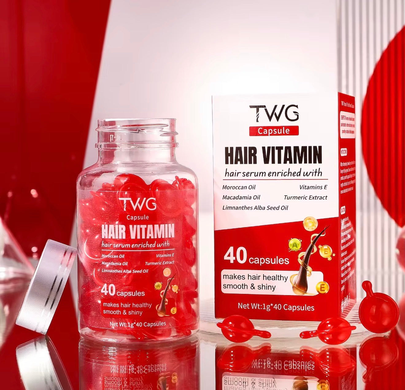 Hair Vitamin Avocado Oil Capsules with Vitamins A, E, & Pro B5.