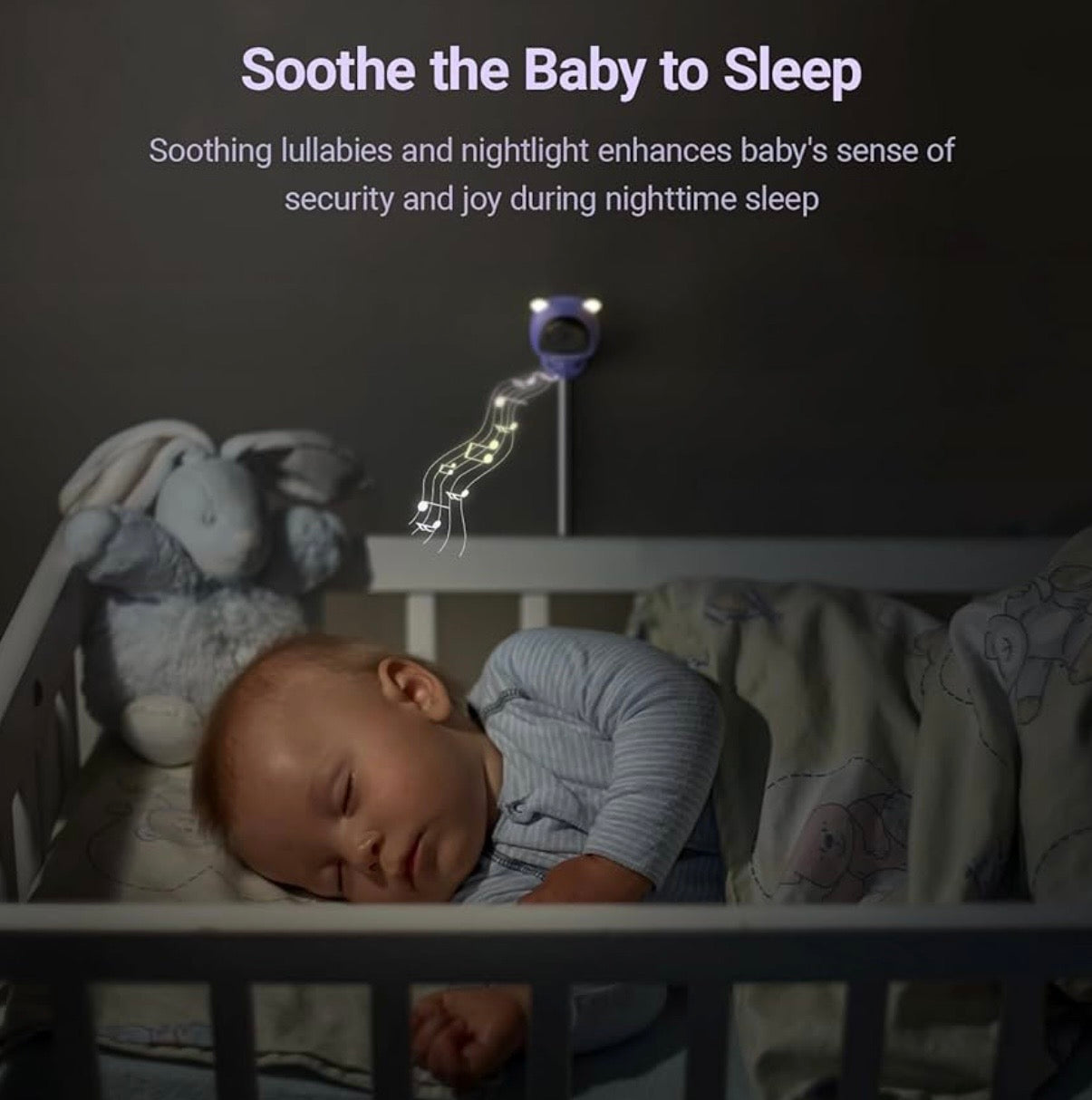Smart Baby Monitor Contact-Free AI Solution for Breathing Tracker & Cry/Cross/Safe Zone Detection, 2K Viedo Camera HD Night Vision, 2-Way Audio, Soothing Sounds, No Monthly Fee Wall-Mount