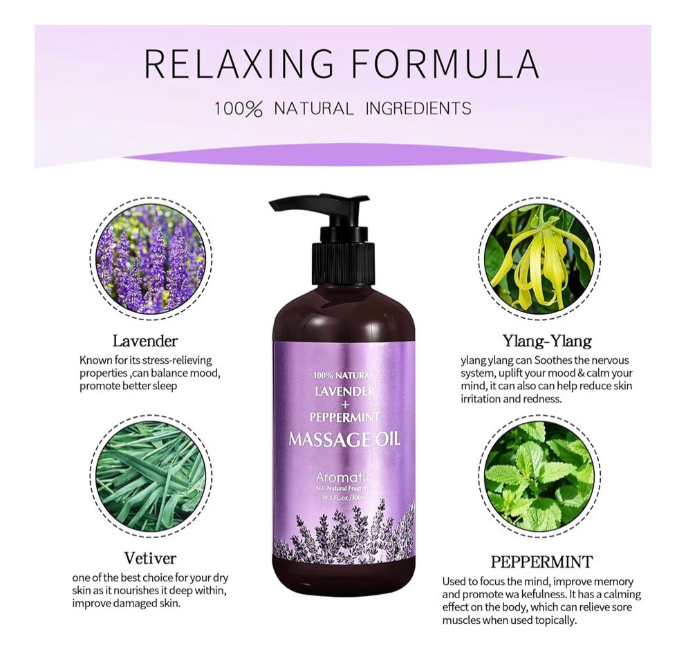 Lavender Massage Oil for Calming, Soothing and Relaxing