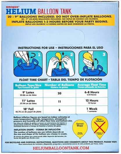 Helium Tank with 20 9" Latex Balloons & Ribbon