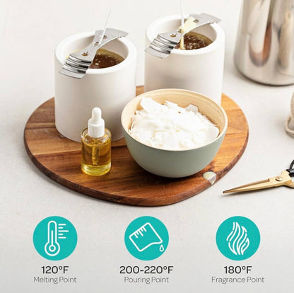 Soy Wax Candle Kit - 10 lb Wax Flakes with 100 Cotton Wicks and 2 Wick Holders - DIY Supplies for Crafting Candles, Tarts, and Scented Creations.