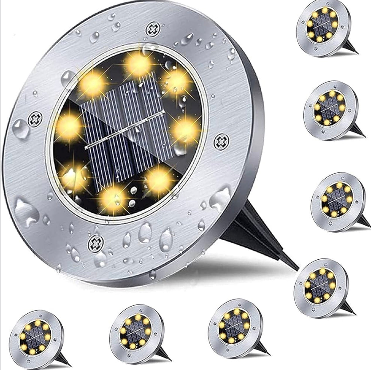 8 LED Solar Powered Path Lights Wireless Ground Lamp Waterproof Decor