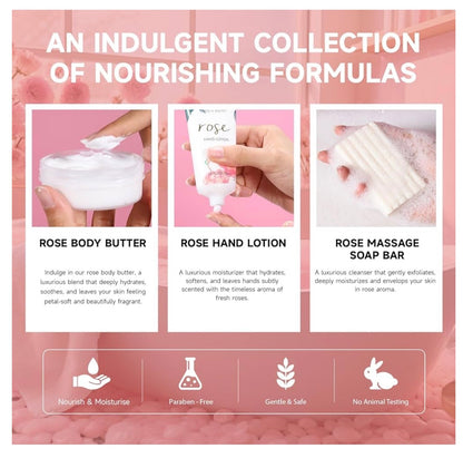 BODY & EARTH Spa Gift Set for Women - Luxurious 5 Pcs Bath and Body Gift Sets with Rose Scent, Spa Gift Box, Bath Set Includes Body Wash, Body Butter, Body Lotion and More, Birthday Gifts for Women.