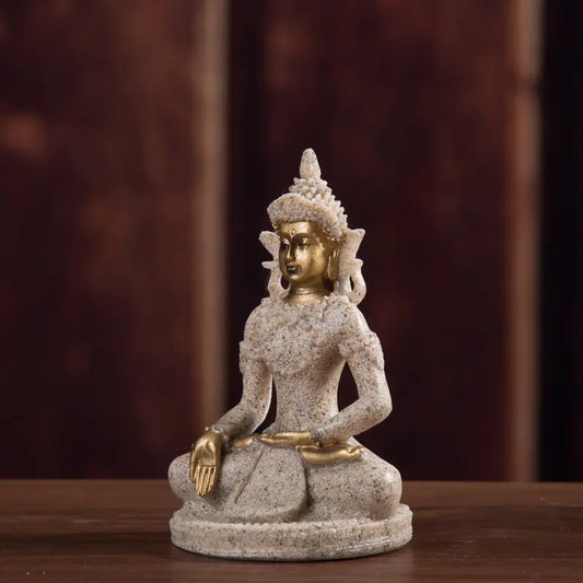 Sandstone Resin Buddha Figurine for Home Decor