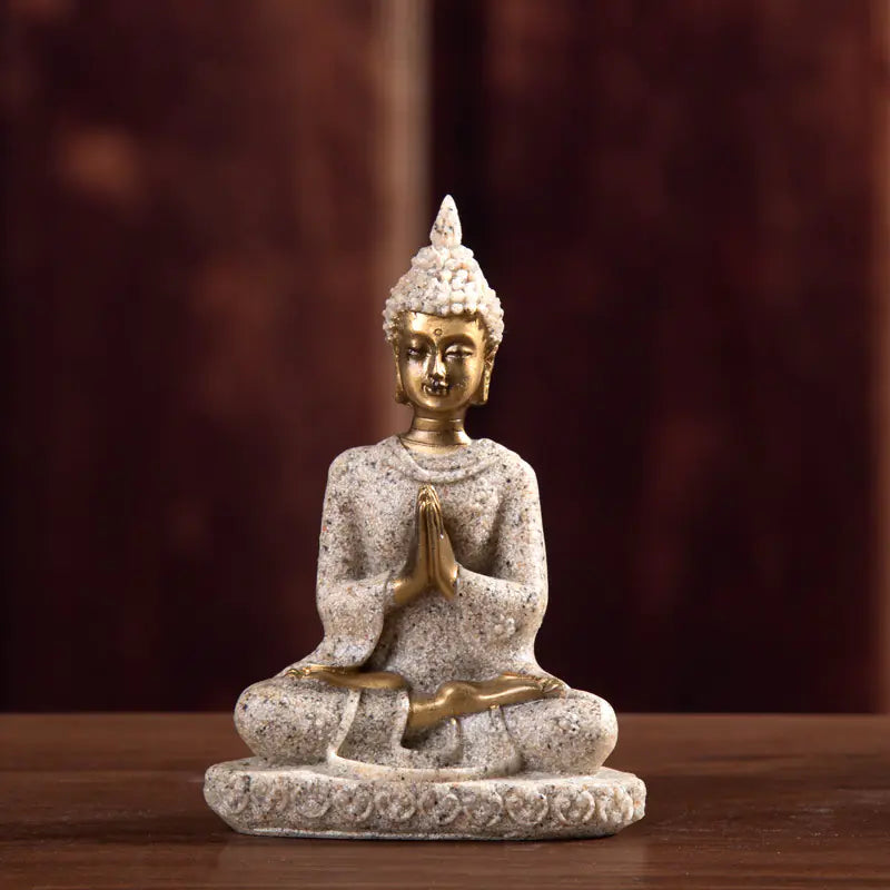 Sandstone Resin Buddha Figurine for Home Decor